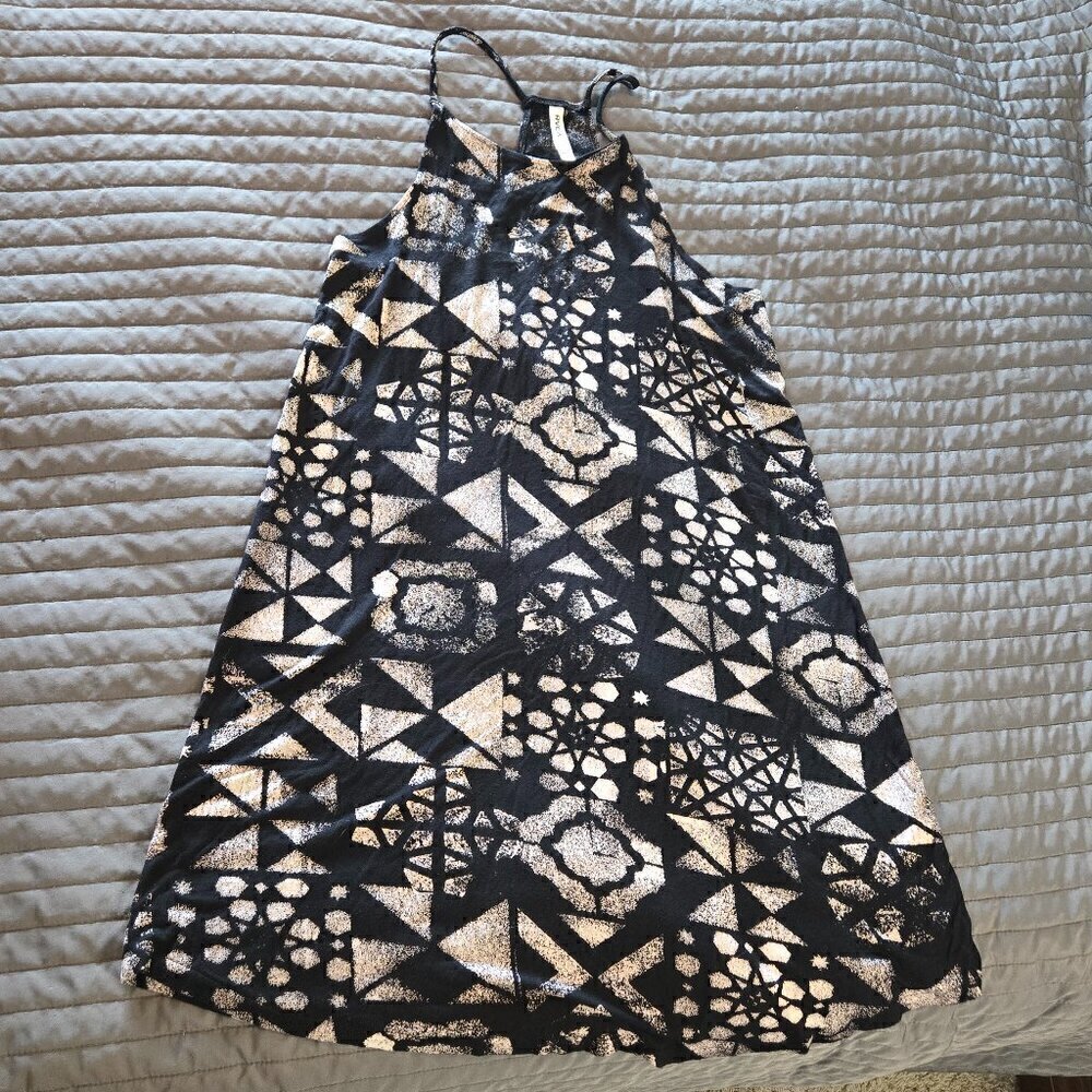 RVCA Lightweight Mini Dress - M Black/Bone print